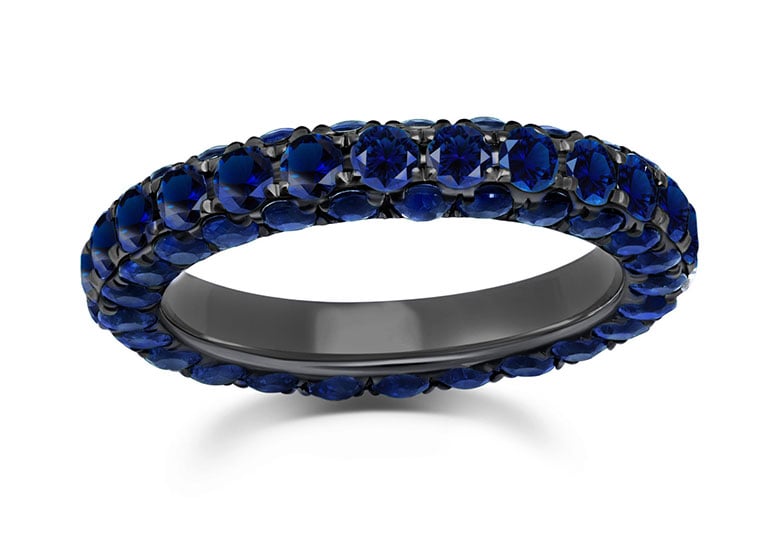 Graziela Gems Blue Sapphire 3-Sided 3mm Band in 18kt White Gold 
