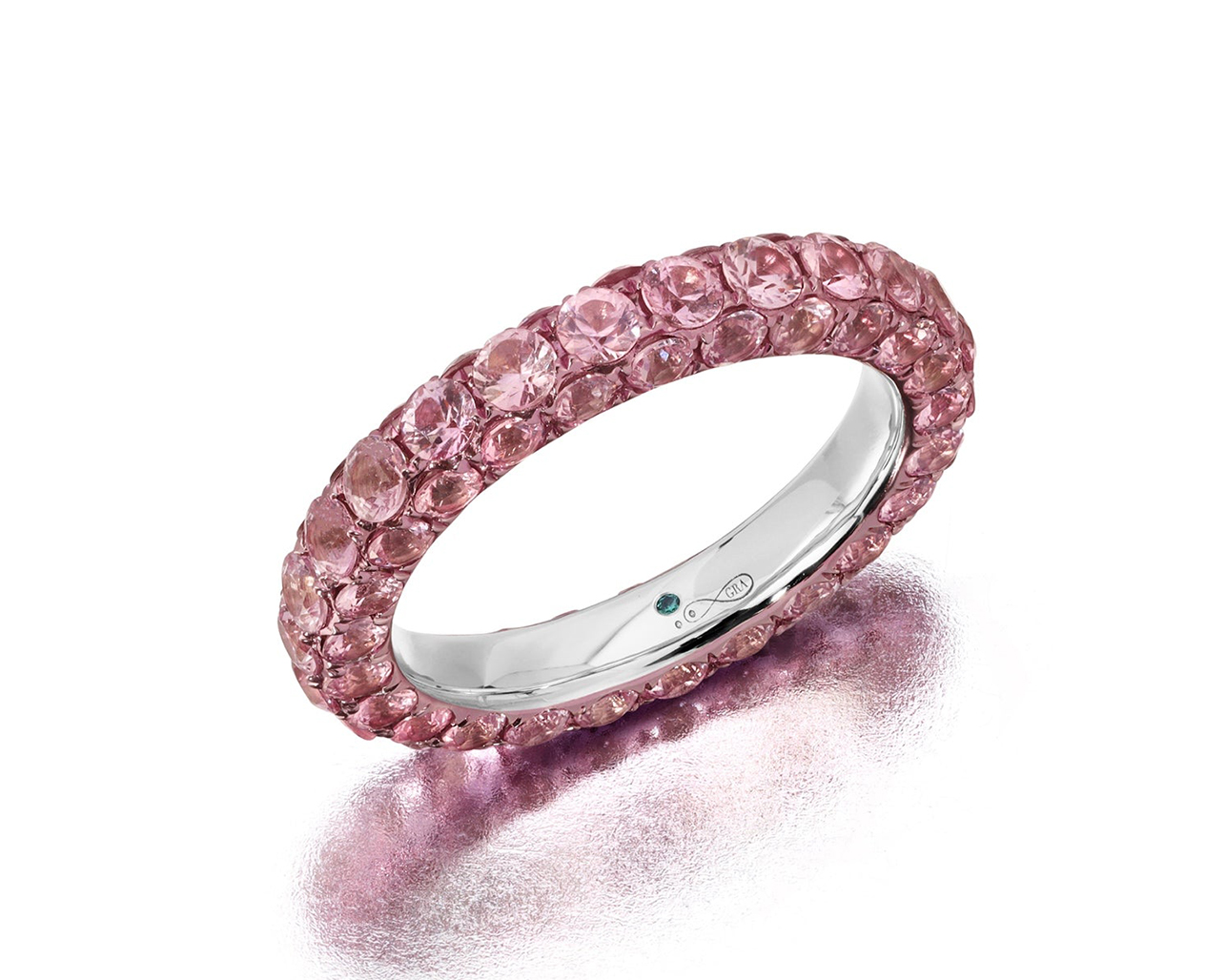 Graziela Gems Pink Sapphire & Pink Rhodium 3-Sided Band in 18kt White Gold (7)