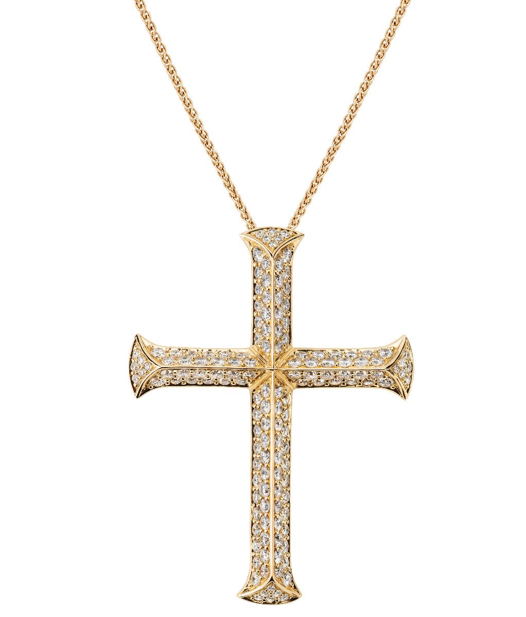 Stephen Webster 18kt Yellow Gold and Diamond Cross Pendant Necklace