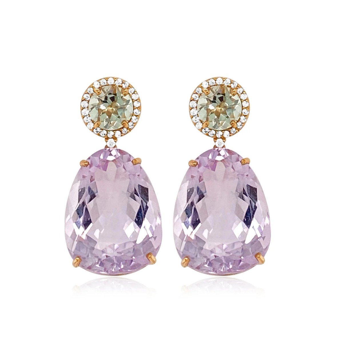 Vianna Brasil Pink Amethyst, Prasiolite & Diamond Earrings