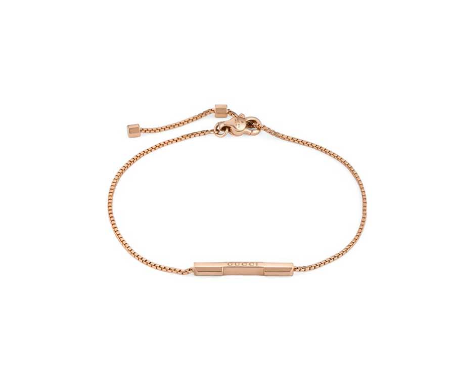 Gucci "Link to Love" 18kt Rose Gold Bar Women's Bracelet