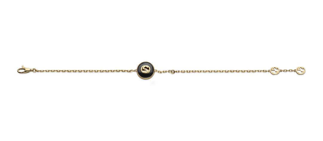 "Interlocking G" 18kt Yellow Gold Diamond Chain Bracelet