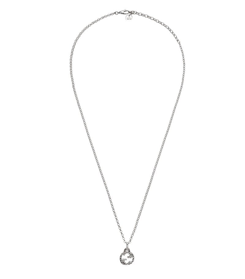 Gucci "Interlocking G" Aureco Sterling Silver Pendant Necklace