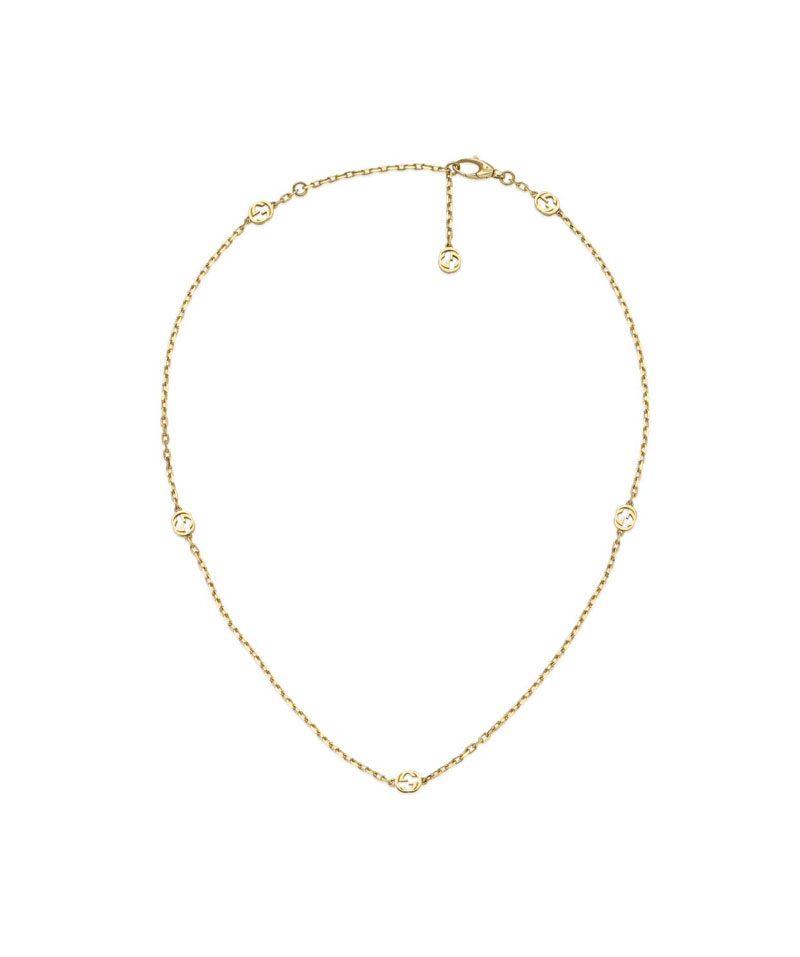 "Interlocking G" 18kt Yellow Gold Station Necklace