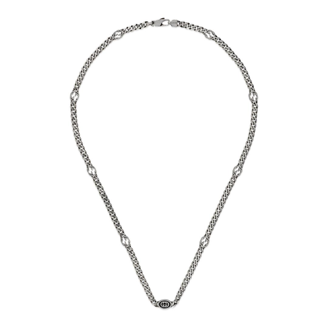 Gucci "Interlocking G" Sterling Silver Pendant Necklace 
