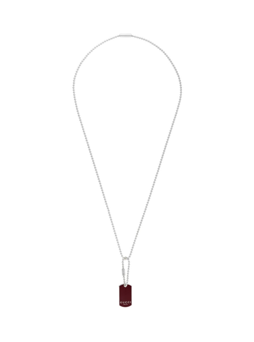 Boule Chain Red Enamel Pendant Necklace