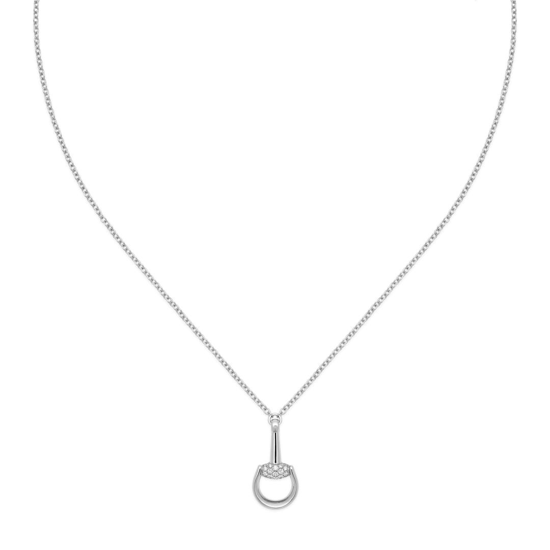 Gucci "Horsebit" 18kt White Gold Diamond Necklace