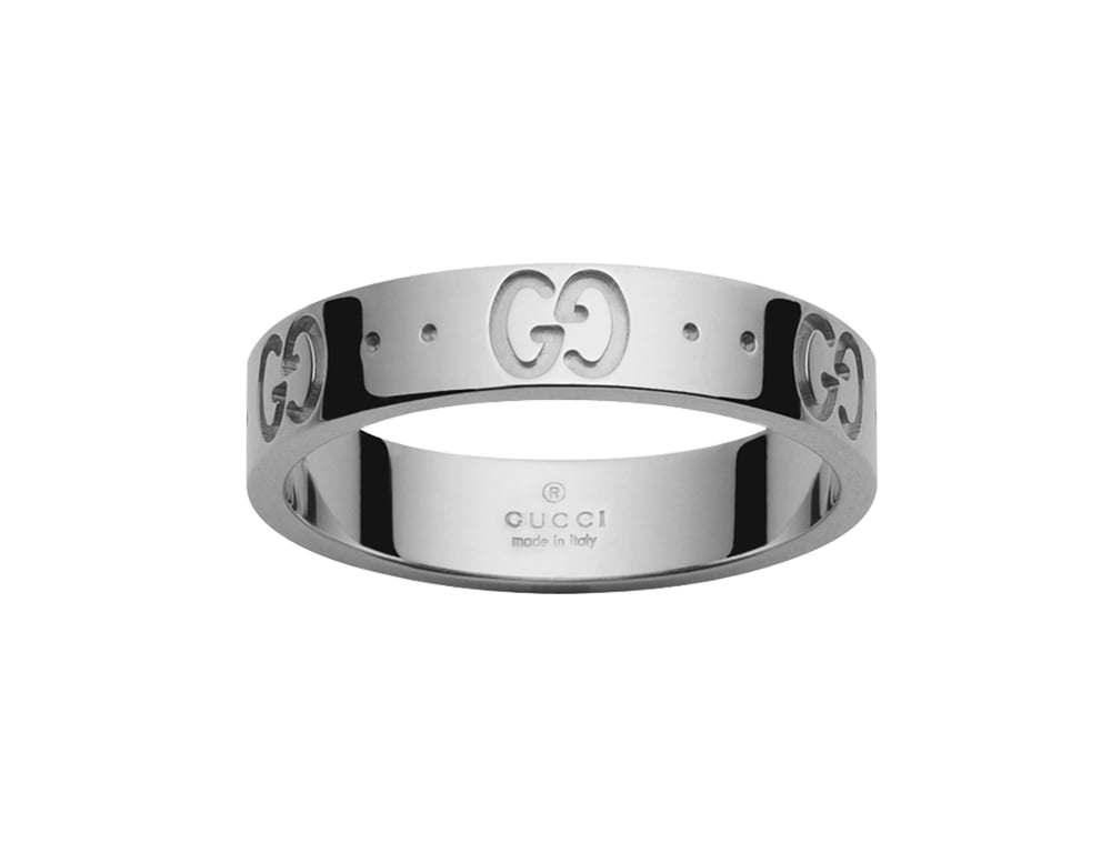 Gucci "Icon" 18kt White Gold Thin Women's Band