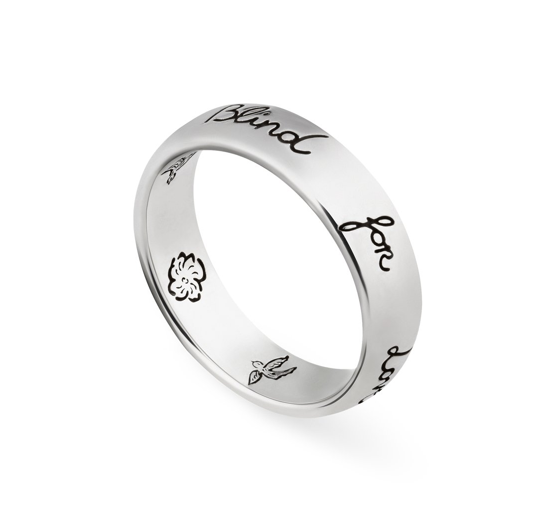 Gucci "Blind for Love" Sterling Silver Women's Ring, Size 7.25