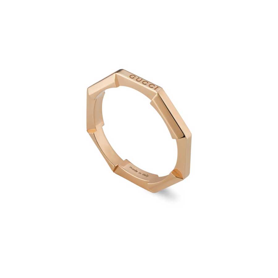 Gucci "Link to Love" 18kt Rose Gold Mirrored Ring (7.25)