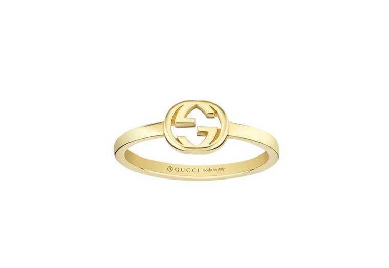 Gucci "Interlocking G" 18kt Yellow Gold Ring (6.5)