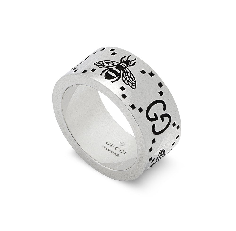"Gucci Signature" Sterling Silver 9mm Bee Ring (6.5)