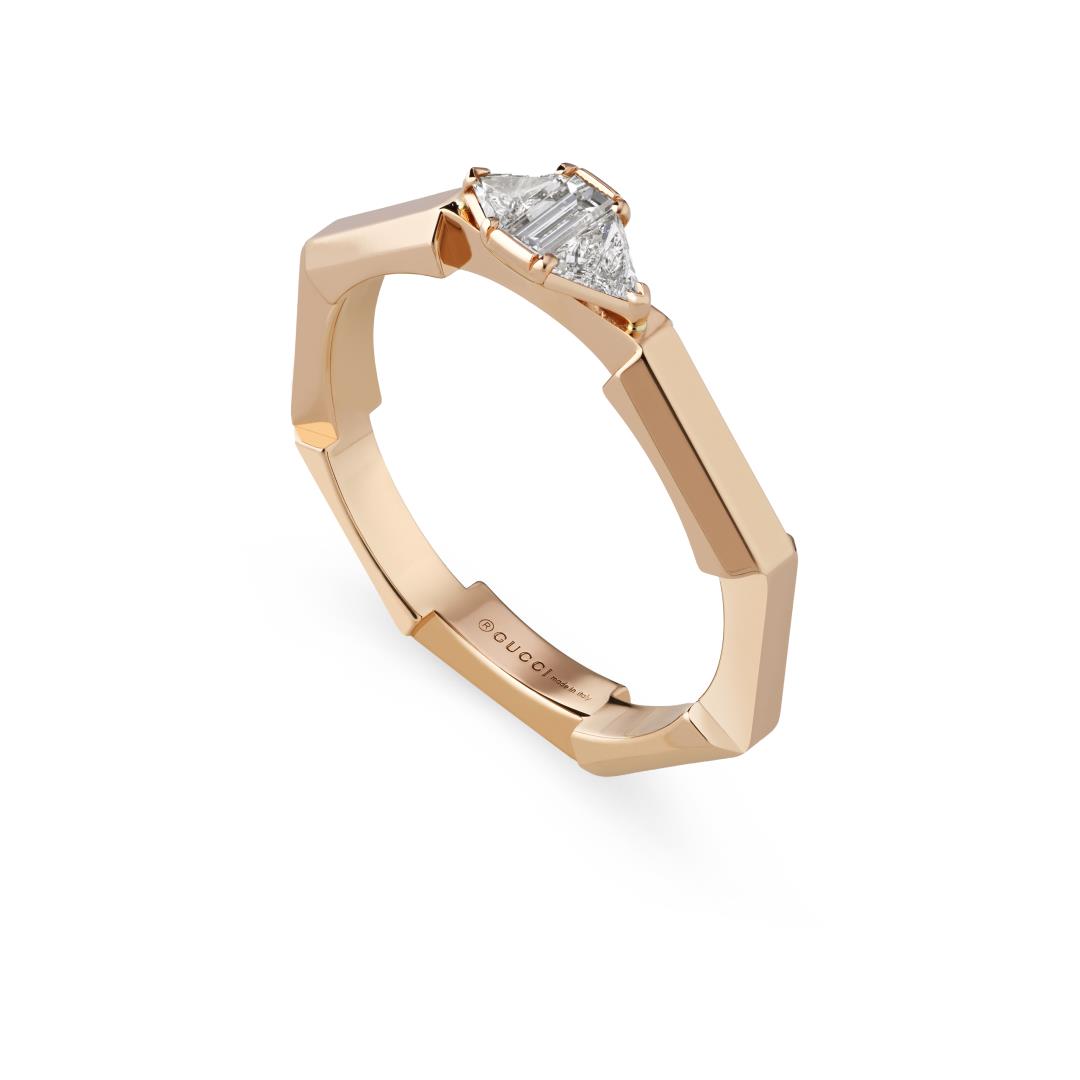 Gucci "Link to Love" 18kt Rose Gold Diamond Ring (6.5)