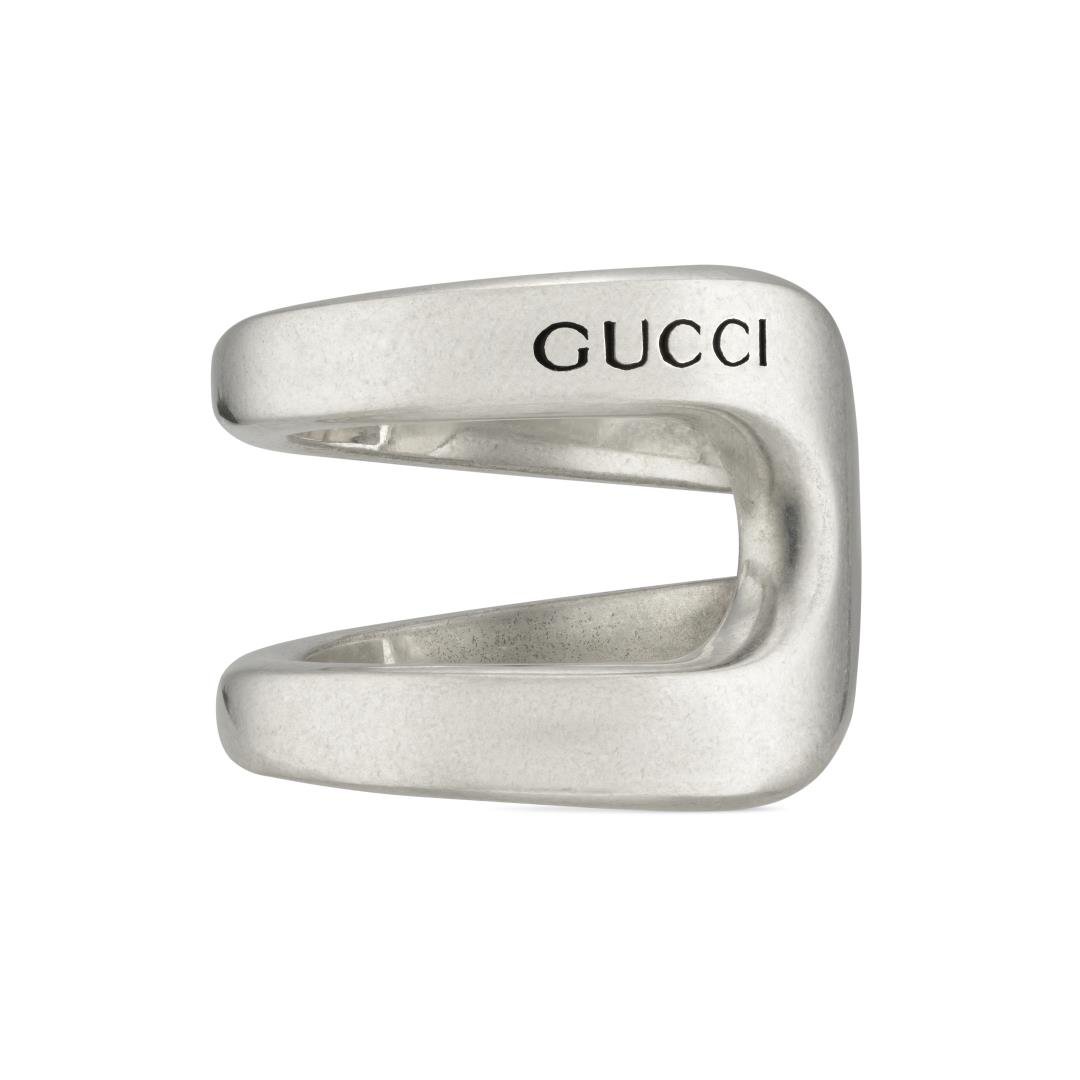 Gucci Men's Ring With Stirrup Detail, Size 9