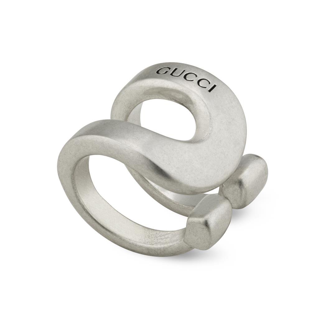 Gucci Men's Ring With Stirrup Detail, Size 9