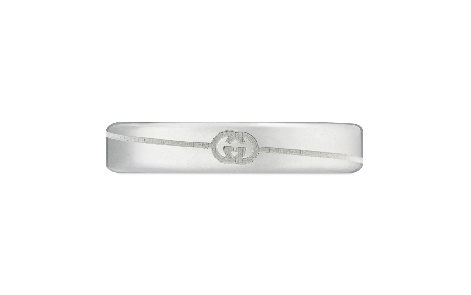 Gucci "Interlocking G" Diagonal Sterling Silver Thin Ring (7.25)