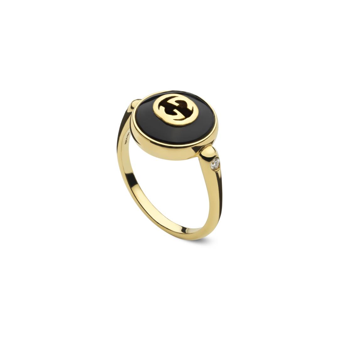 Gucci "Interlocking G" 18kt Yellow Gold Diamond Ring (7.25)
