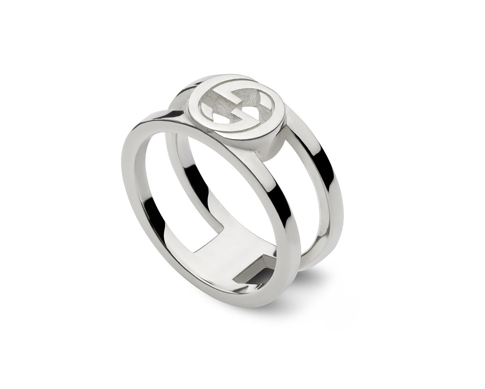 Gucci "Interlocking G" Sterling Silver Open Band (6.75)