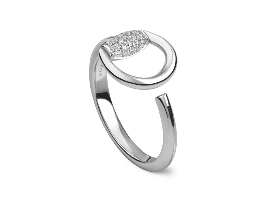 "Horsebit" 18kt White Gold Diamond Ring (6.75)