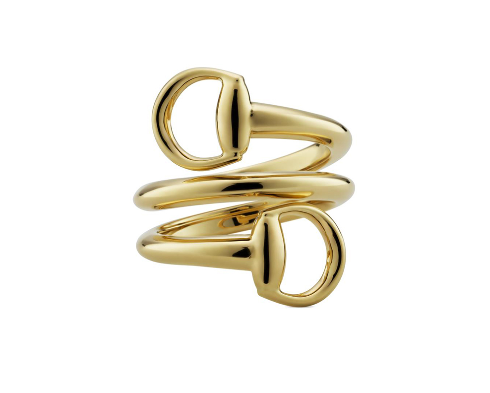 Gucci "Horsebit" 18kt Yellow Gold Contrarie Ring (6.5)