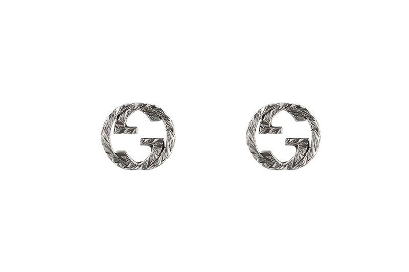 Gucci "Interlocking G" Aureco Sterling Silver Stud Earrings