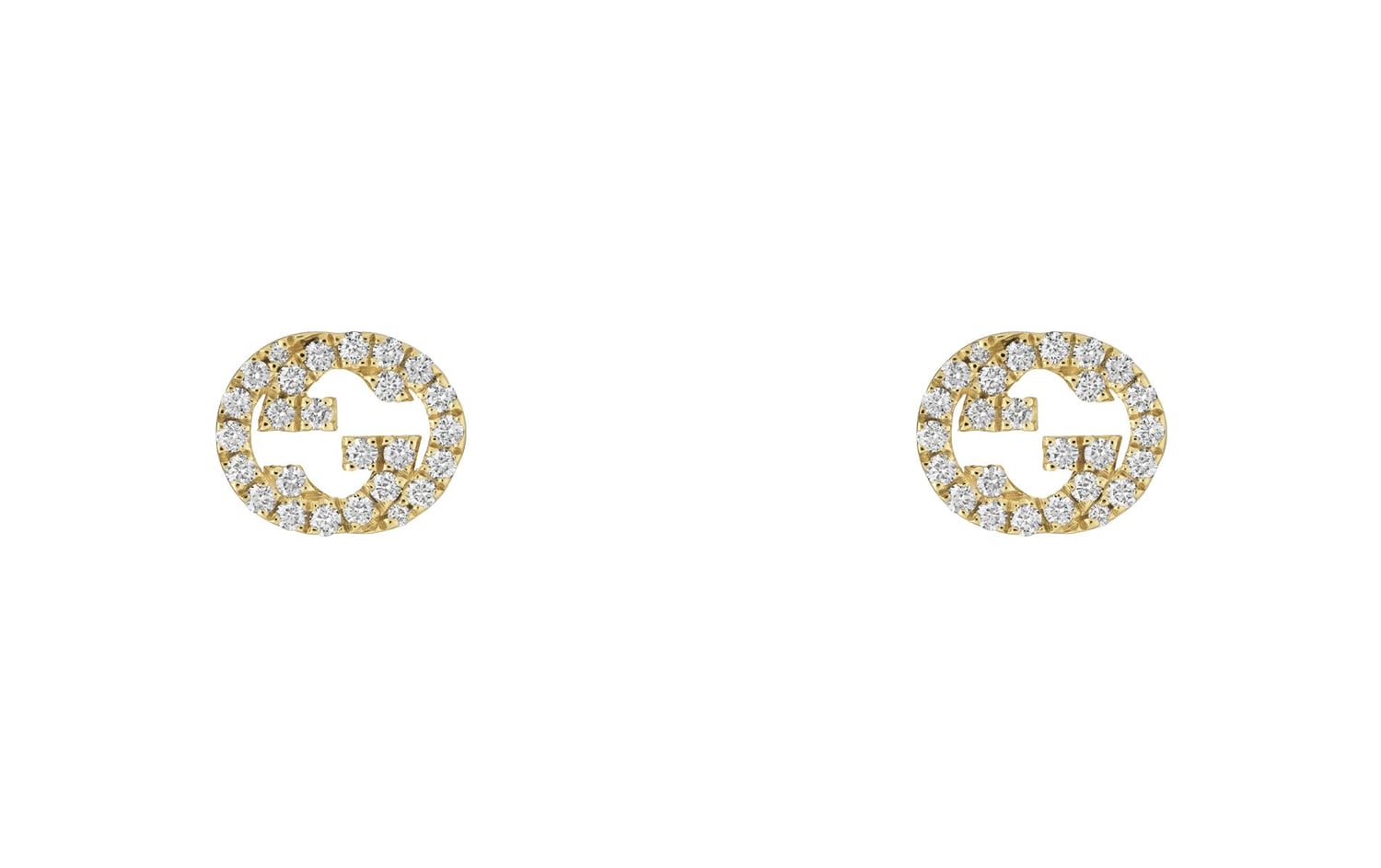 "Interlocking G" 18kt Yellow Gold Large Diamond Stud Earrings