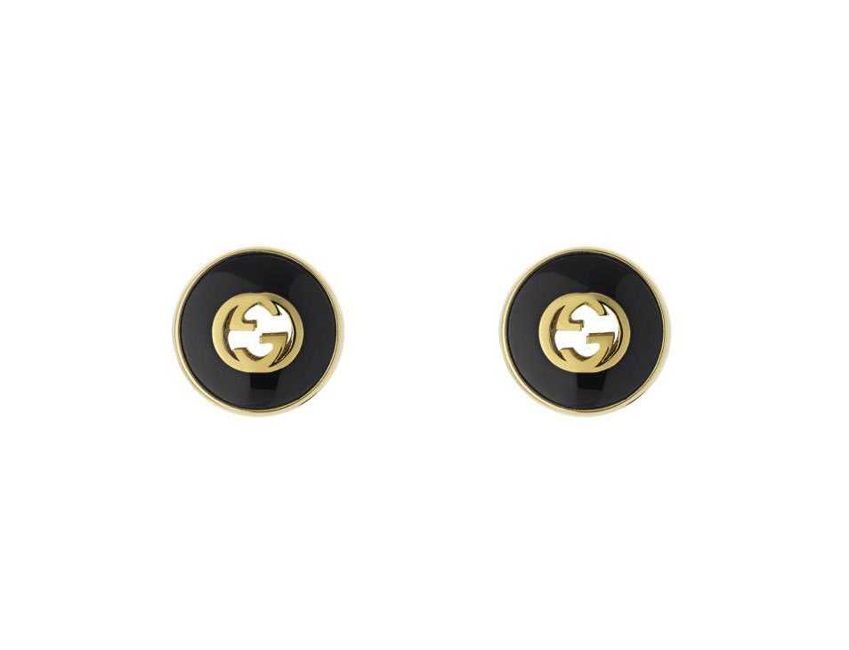 "Interlocking G" 18kt Yellow Gold Diamond Stud Earrings
