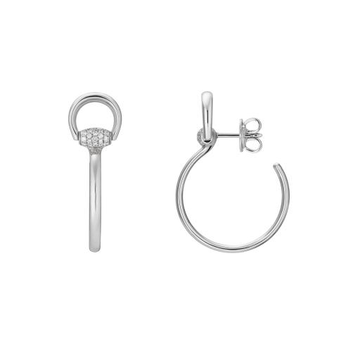 Gucci "Horsebit" 18kt White Gold Diamond Hoop Earrings