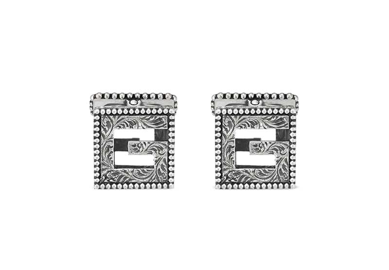 Gucci Sterling Silver Square G Cufflinks