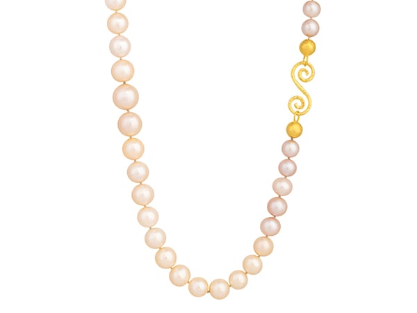 Gurhan Oyster pearl beaded short necklace in 22k and 24k gold with 15mm pink freshwater Edison pearls