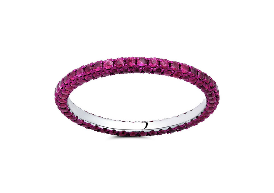 Graziela Gems Ruby 3-Sided Band in 14kt White Gold
