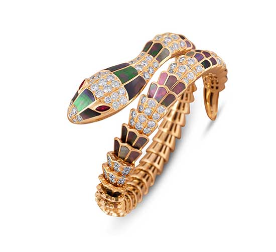 Picchiotti Ruby and Diamond Gold Serpent Bracelet
