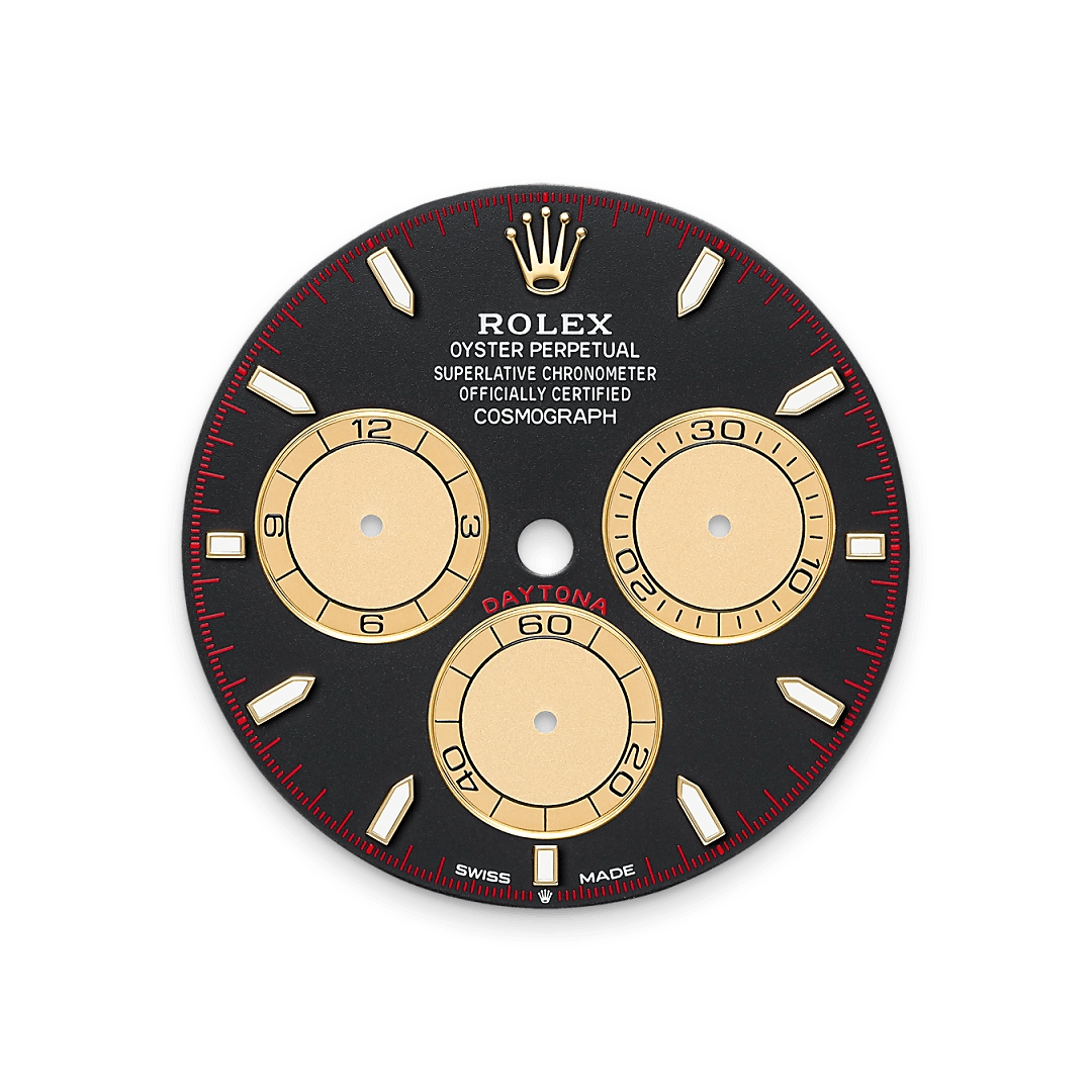 Intense black and Champagne-colour dial